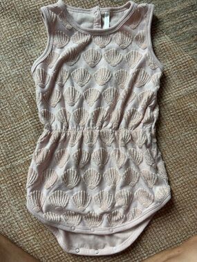 Rylee + Cru Light Pink Shell Knit Romper